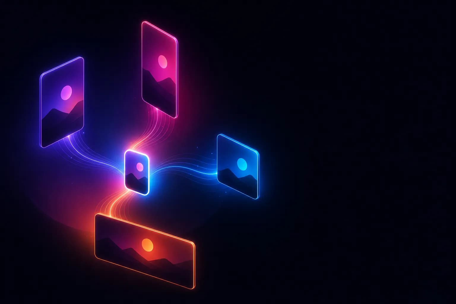 A single creative concept rendered into 4 aspect ratios fanning out from one source