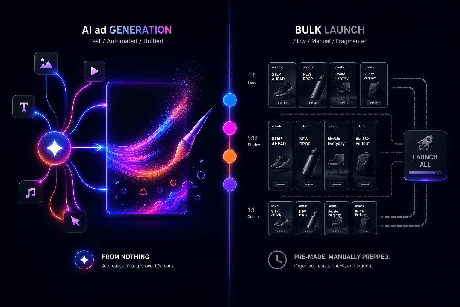 uplads vs AdLaunch: AI Ad Generator vs Bulk Launcher (2026)