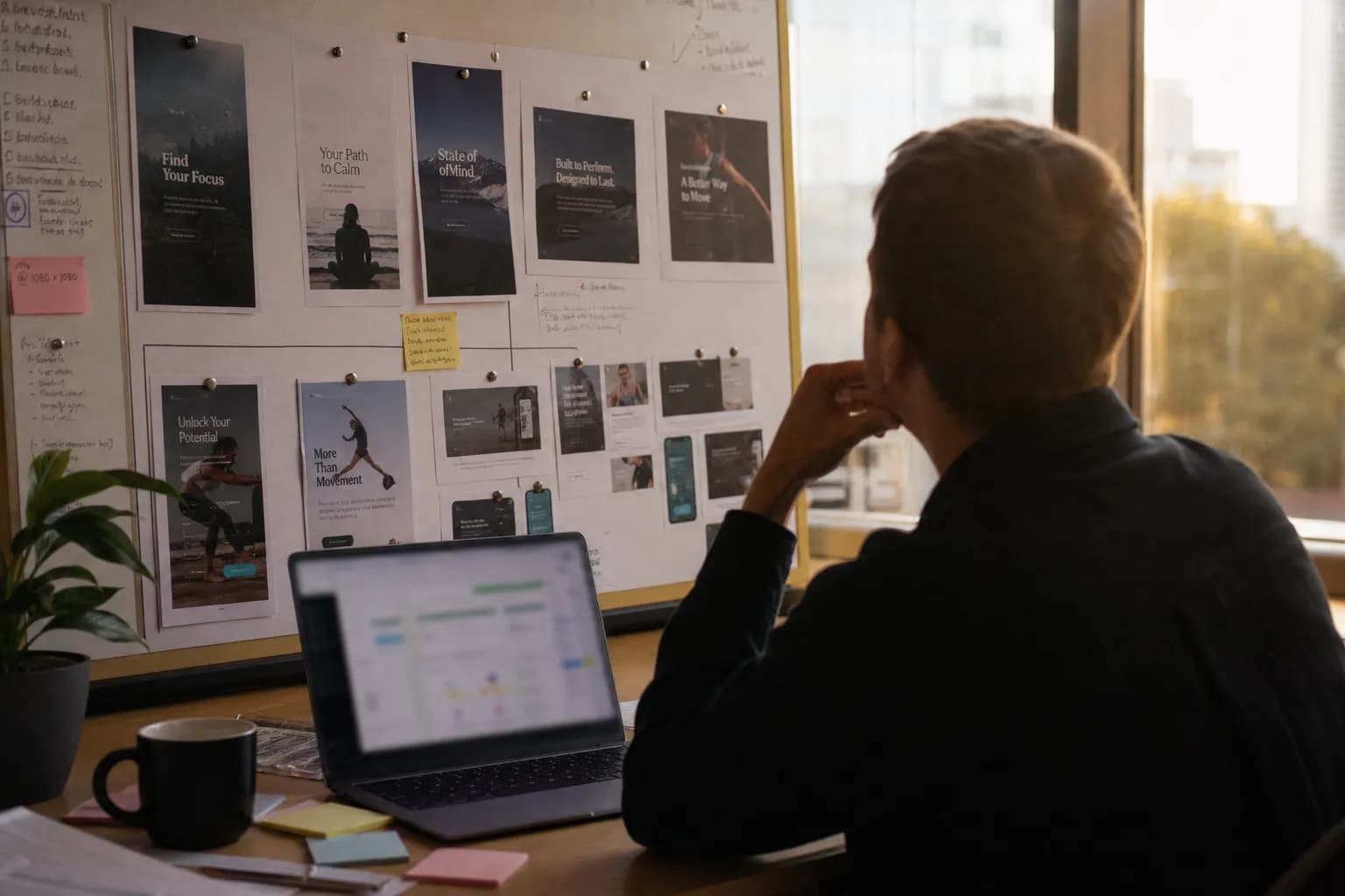 A performance marketer reviewing Meta ad placement options across Feed, Stories and Reels on a laptop