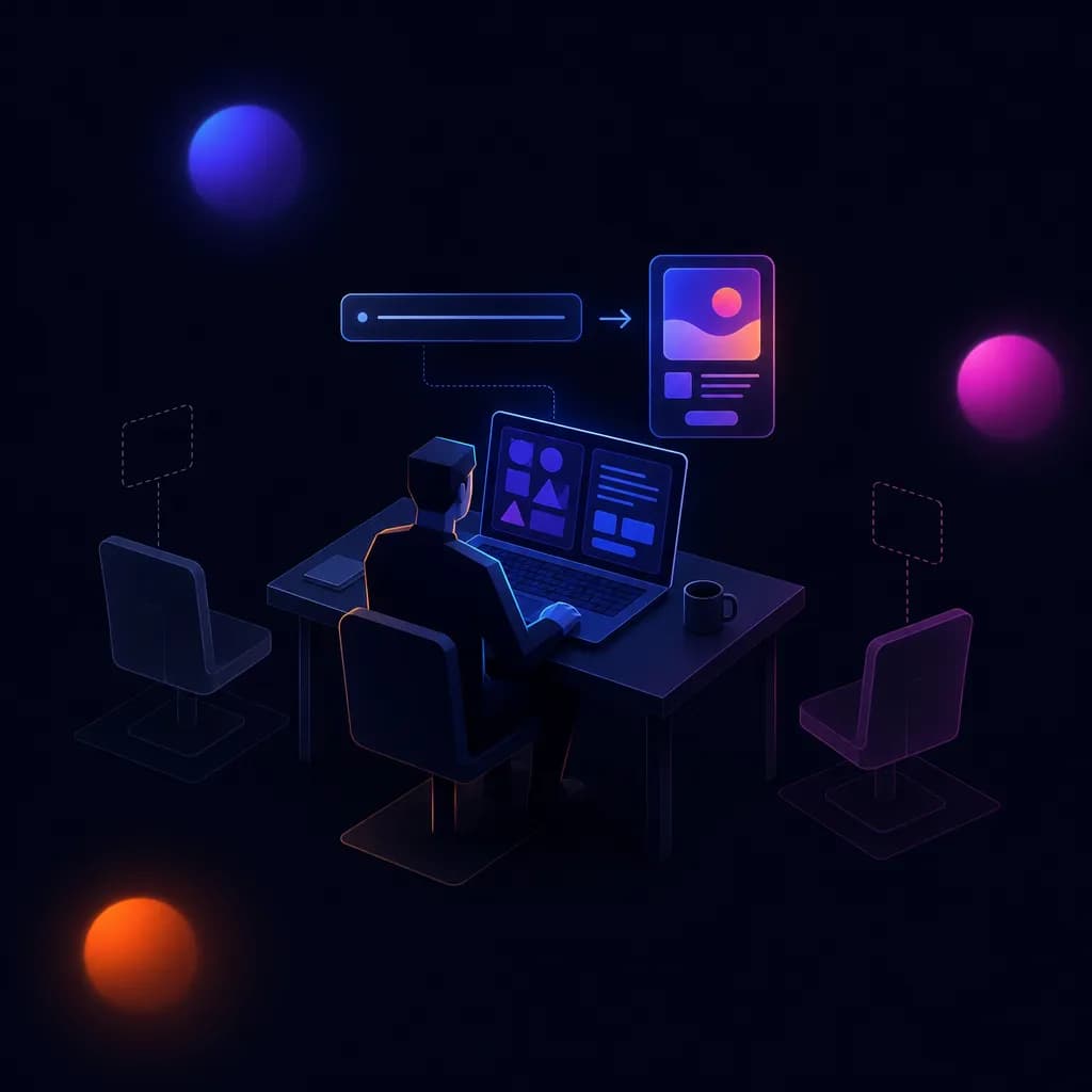 A solo agency operator using an AI panel to turn a brief into a finished visual Meta ad