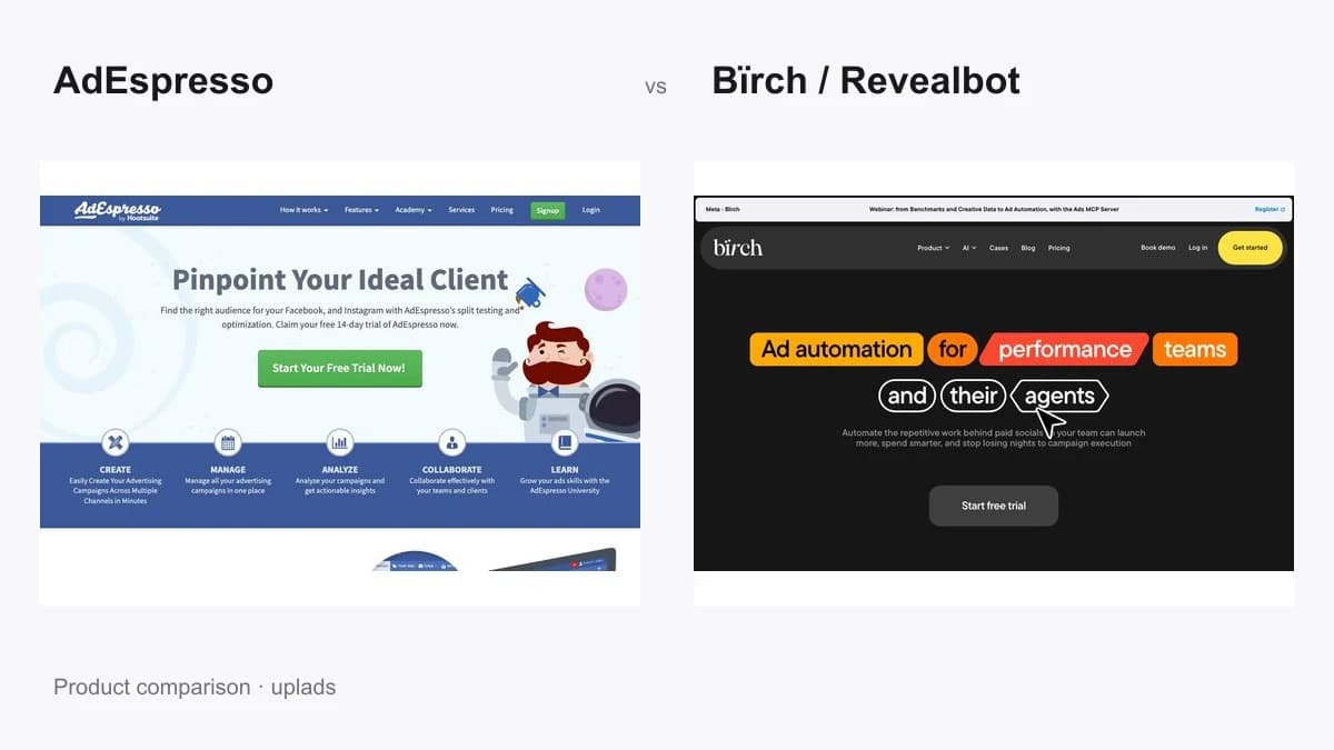 AdEspresso vs Revealbot (Bïrch): Honest 2026 Comparison