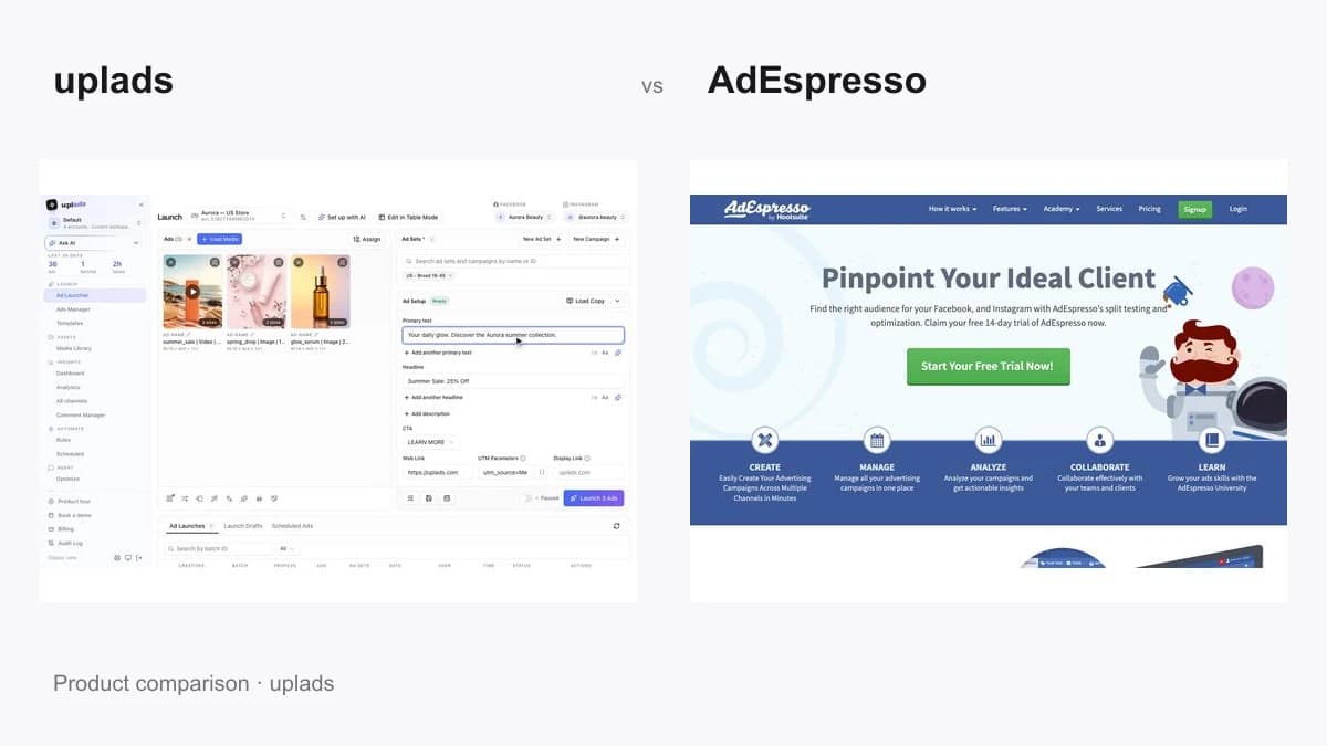 uplads vs AdEspresso: Bulk Ad Launch Comparison (2026)